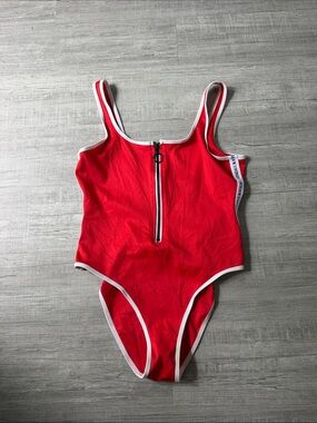 Kendall & Kylie Red One-Piece Swimsuit with Front Zip